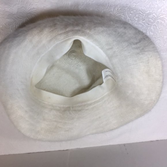 VTG 90s Parkhurst White Fuzzy Angora Mix Wide Adj Wired Brim Hat 22" - Picture 7 of 10